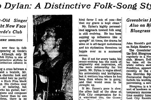 Robert Shelton was one of the first journalists to champion Dylanâand this is his first article on him from 1961.dylan1